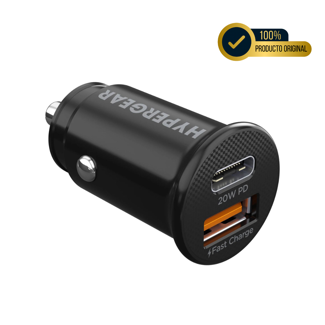CARGADOR HYPERGEAR PARA CARRO DE DOS PUERTOS 18W-20W