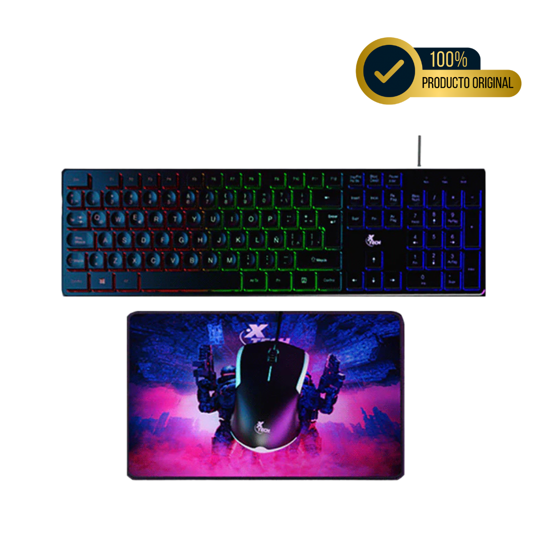 KIT XTECH PARA VIDEOJUEGOS: TECLADO, MOUSE Y MOUSEPAD